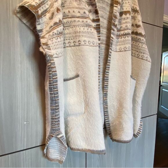 Cozy Hooded Shawl Cardigan Sweater Coat One Size Cream - Picture 3 of 10